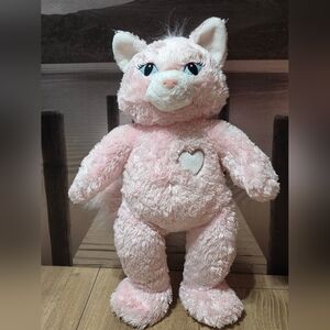 Build-A-Bear Workshop  Pink Kitty Cat Soft Plush Stuffed with White Heart